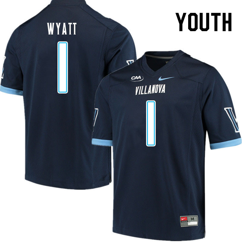 Youth #1 Jon Wyatt Villanova Wildcats College Football Jerseys Stitched Sale-Navy